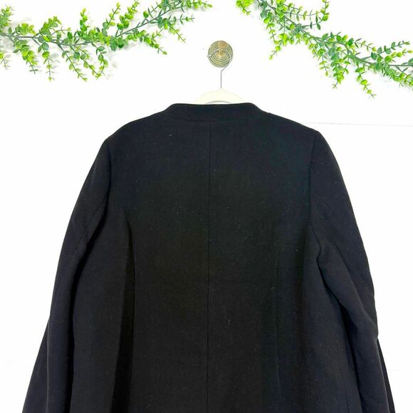 J. Crew Bow Front Coat Women’s Black Wool Button Up Long Peacoat sz 20 Jacket 2x - Picture 14 of 16